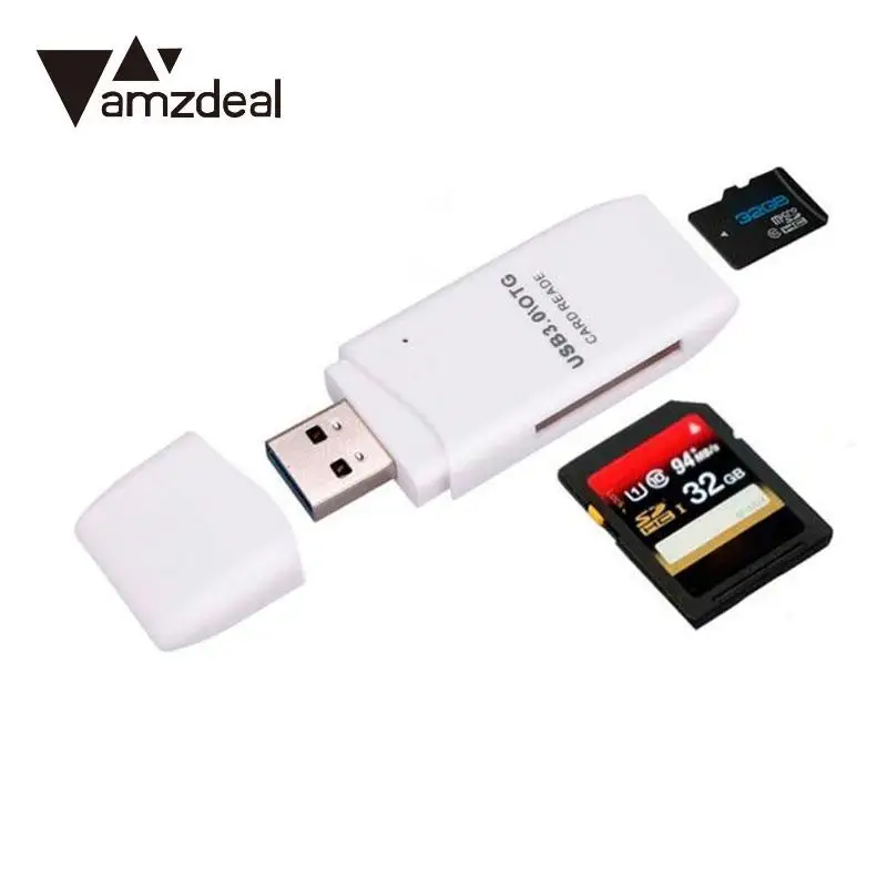 amzdeal High Speed 2 In 1 USB 3.0 Memory SDXC TF Card Reader Adapter