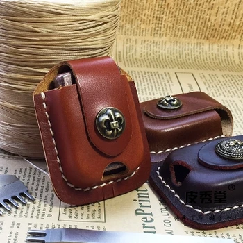 

Kerosene Lighter Cow Leather Case Waist Pack Handmade Cover Bag Brown Coffee Color