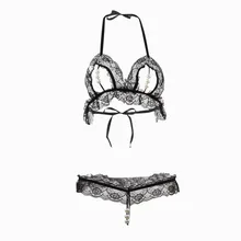 Прозрачный порно халте Babydoll сексуальные костюмы с кружевами жемчуг эротичный открытый бюстгальтер нижнее белье сексуальное открытое промежность женское нижнее белье для секса