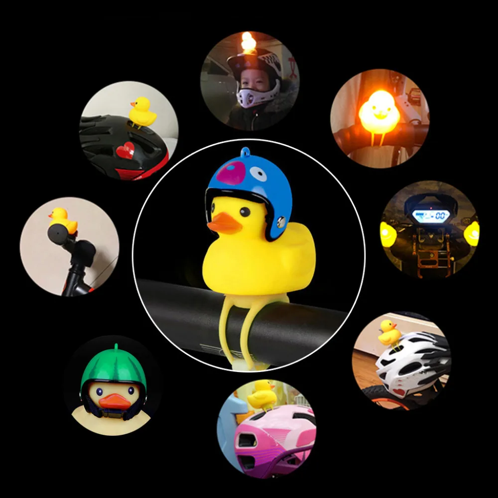 Top Outdoor Bicycle Light Cartoon Duck Head Light Shining Duck Bicycle Bells Handlebar Bicycle Accessories 5.0# 0