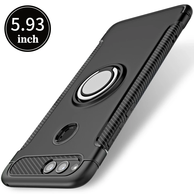 

For Huawei Honor 7X Case Cover Colorful 360 Metal Magnetic Ring Holder Soft Silicone TPU Luxury Case for Huawei Honor 7X Funda