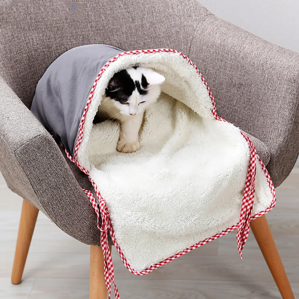 

Hot! Pet Cat Bed Small Dog Puppy Kennel Sofa Polar Fleece Material Bed Pet Mat Cat House Cat Sleeping Bag Warm Nest High Quality