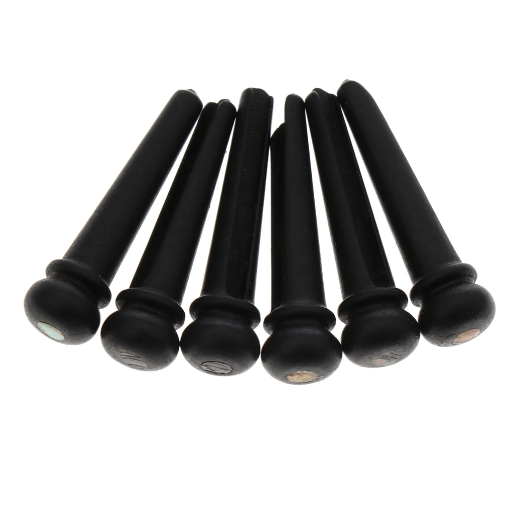 

Pack of 6 Folk Guitar Slotted Bridge Pins String Pins Ebony with Shell Dots Inlay DIY 29mm/1.14inch