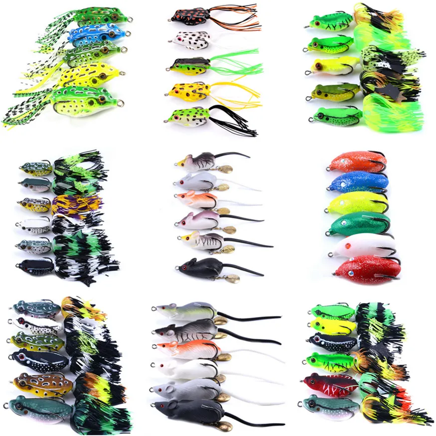 Mixed Set 5.8g-13.81g Classic Frog/mouse Soft Fishing Lure Crank Bait Bass Tackle Hook Plastic Crank Baits Double Claw-Like Hook Mixed Set 5.8g-13.81g Classic Frog/mouse Soft Fishing Lure Crank Bait Bass Tackle Hook Plastic Crank Baits Double Claw-Like Hook