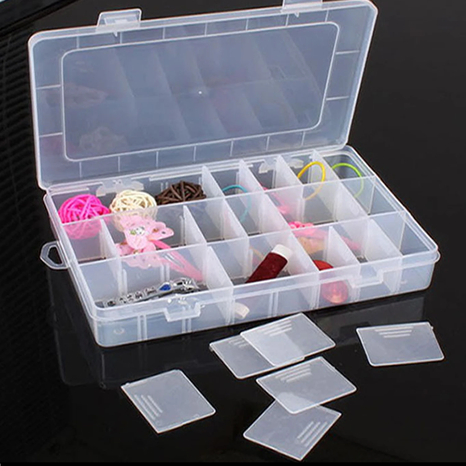 Behogar DIY 24 Slots Removable Plastic Pill Container Jewelry Storage