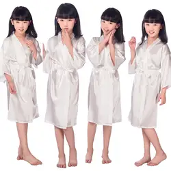 Прекрасный атлас пижамы для детей/детская одежда для сна свадебное цветочное высококачественное вечернее платье для девочек кимоно