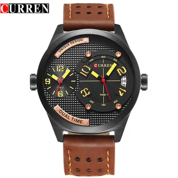 

CURREN luxury brand Dual Time Men Quartz Watch Business leather Strap Fashion Casual Watch 30M Waterproof Relogio Masculino 8252