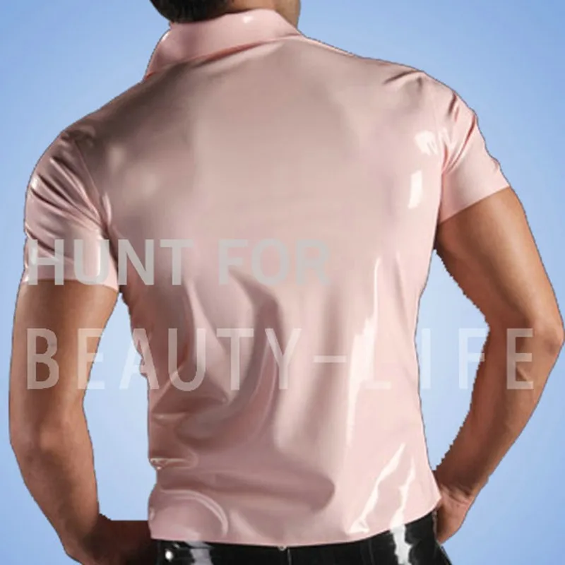 Латексные футболки для мужчин Фетиш экзотика короткий рукав сексуальный размера плюс Кастомизация натуральный ручной работы