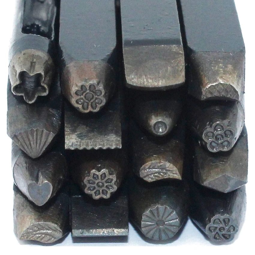 Metal Anvil Assorted Punches for Jewelry Punches Carved Flower Temporarily Golden Chisel Jewelry