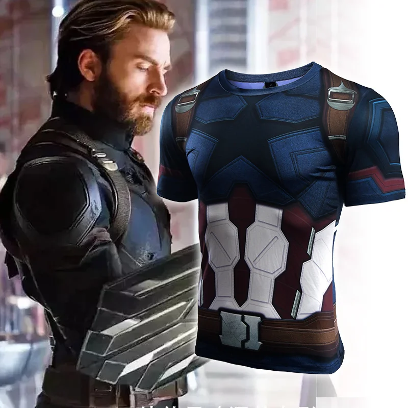 

Captain American Men Avengers 4 Endgame Quantum War Compression Shirt Figure Iron man Cosplay 3D Printed Costume Tops For Male
