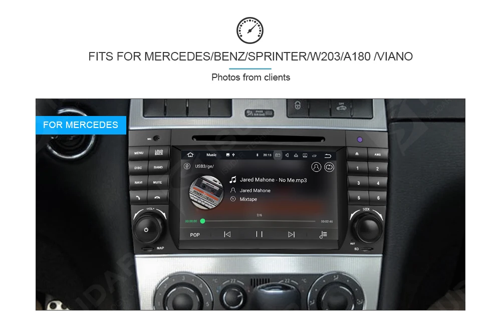 Clearance Isudar Two Din Car Multimedia Player Android 8.1 DVD Player For Mercedes/Benz/W203/CLK200/CLK22/C180/C200 GPS Radio FM 2GB 16GB 5