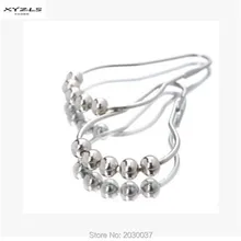 XYZLS 12pcs/pack Set Package Polished Metal 5 Roller Ball Shower Curtain Rings Hooks