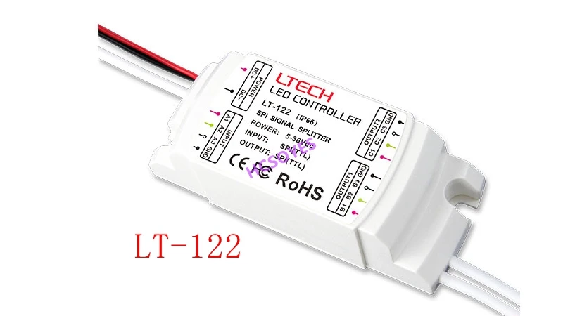 

LTECH LED SPI Power Repeater LT-122 2CH IP67 Water-proof SPI(TTL) signal amplifier SPI Power Repeater DC5-36V