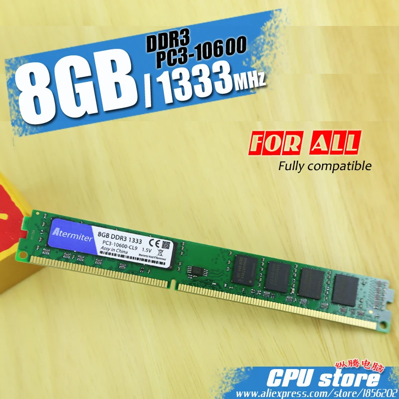 

New 8GB DDR3 PC3-10600 1333MHz For Desktop PC DIMM Memory RAM 240 pins (For intel amd) Fully compatible System High Compatible