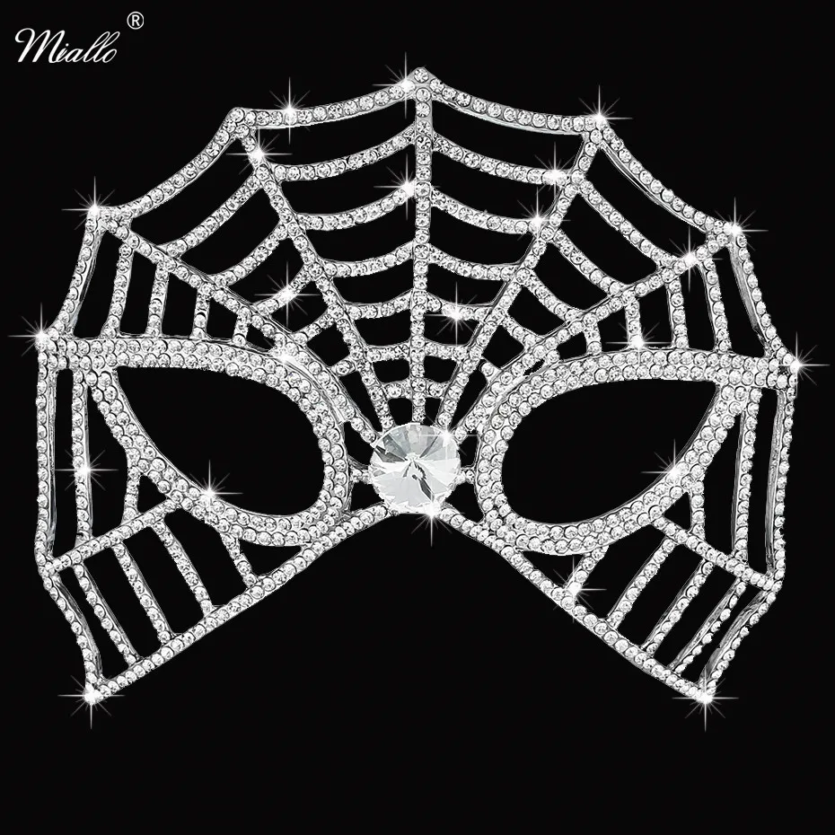 

Miallo Fashion Women Masks Luxury Spider type Austrian Crystal Jewelry Metal Alloy Masquerade Ladies Face Decorations for Party