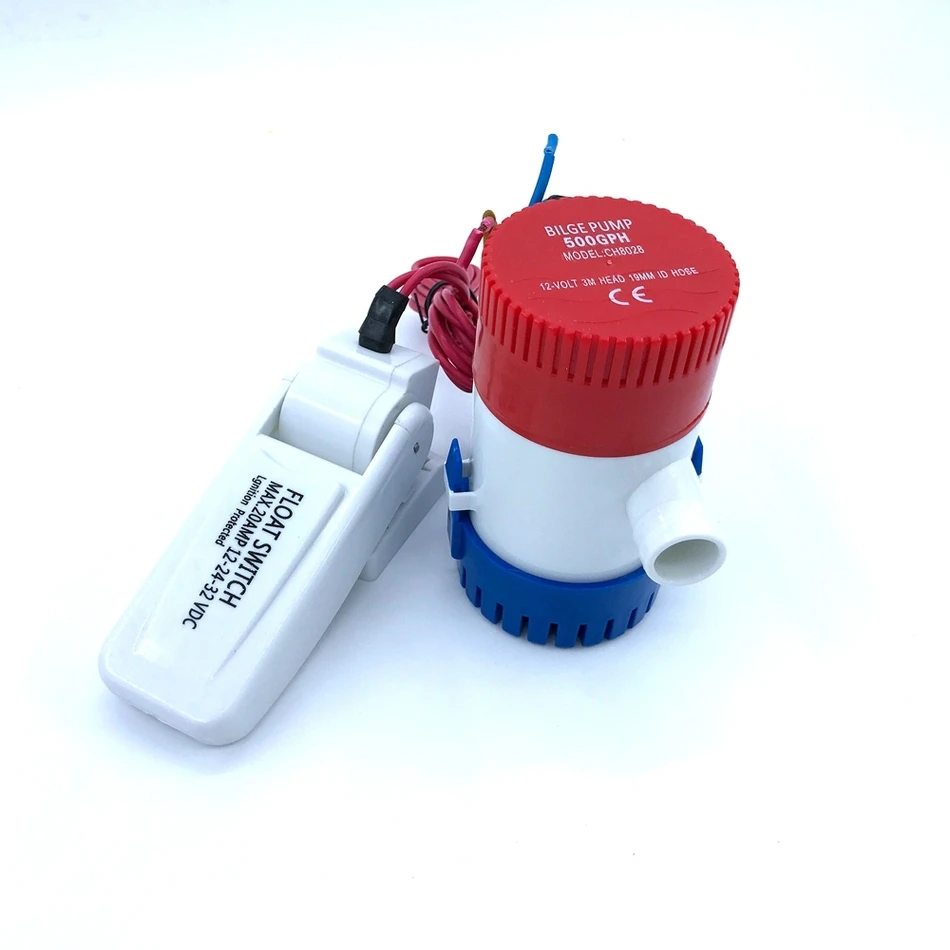 Погружной водяной насос 12V 24V 500GPH набор с переключателем лодочный мотор дома