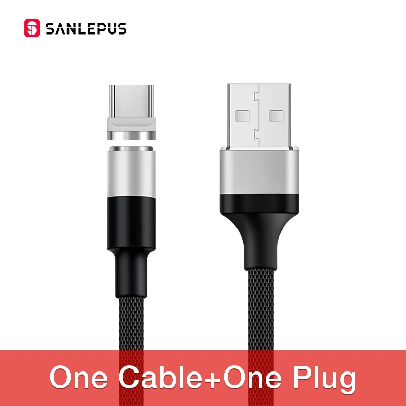 Магнитный usb-кабель SANLEPUS, 3 А, быстрая зарядка, Micro type C, зарядное устройство для iPhone xr 8 plus, samsung, xiaomi, Android - Цвет: Black Silver