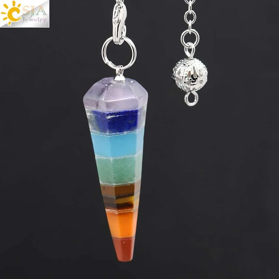 Reiki Chakra Pyramid Rainbow Stone Layered Amulet Best Gift Pendulum
