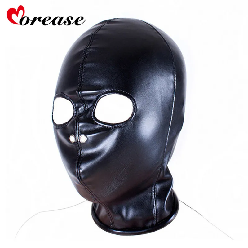 Morease Leather Hood Mask Sexy Bondage Fetish Mouth erotic Sex Toy For Woman Couple Restraint Adult Game juguetes | Красота и