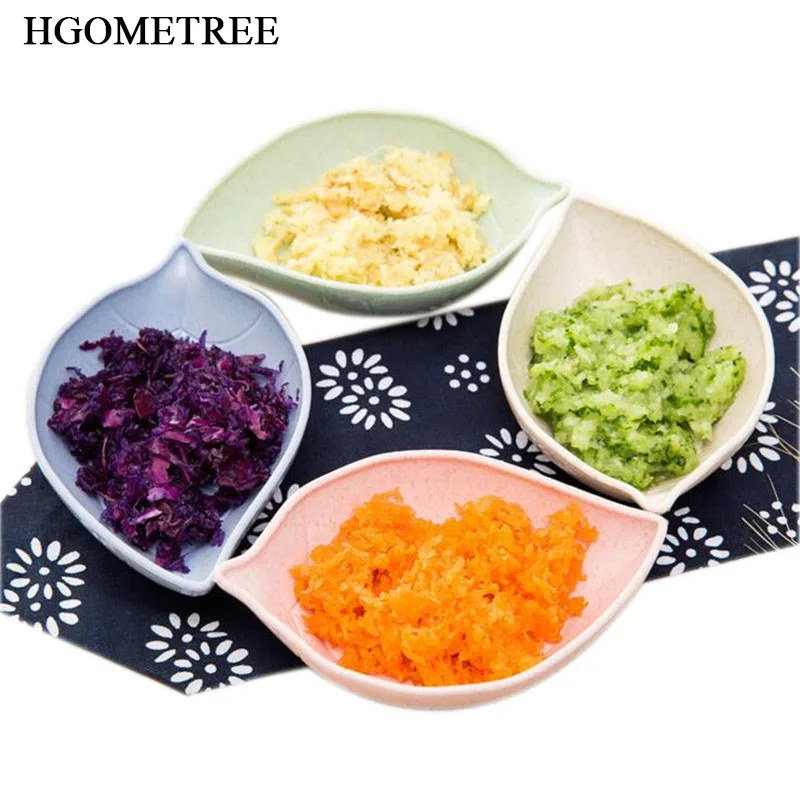 

HOMETREE 1pc Small Seasoning Dish Wheat Straw Leaf Household Dip Clips Sauce Salt Vinegar Spices Creative New Dishes Plates H274