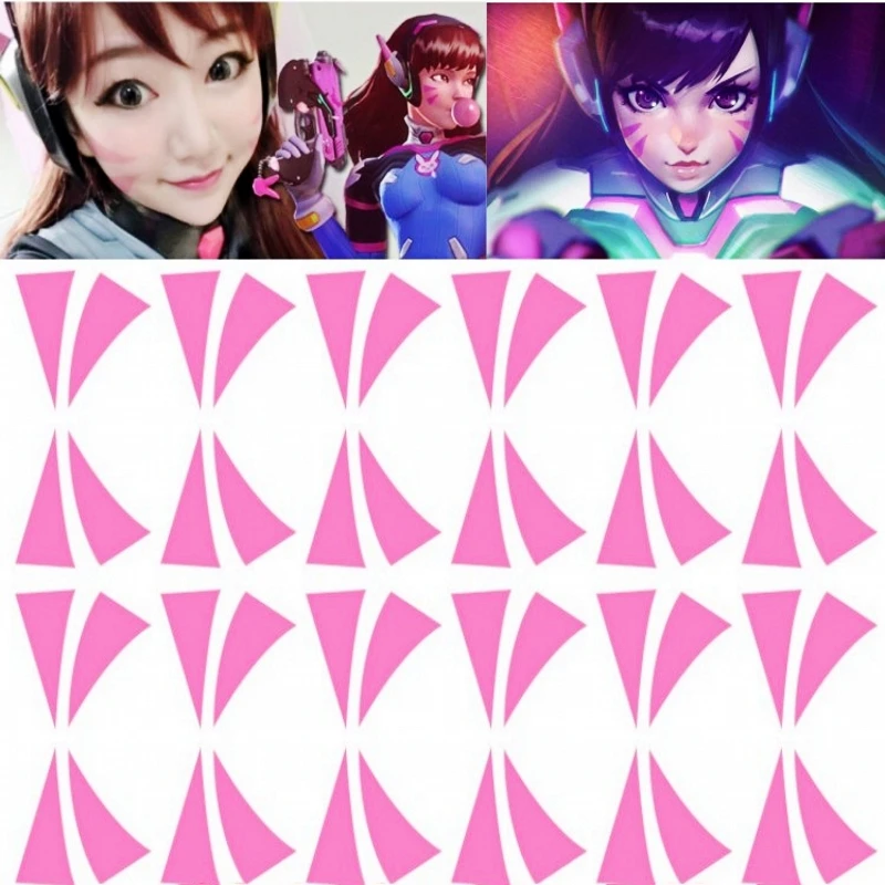 1page Overwatch DVA Face Temporary Tattoo Cosplay Prop 5 pairs
