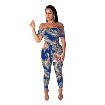 

Spring Summer Women Jumpsuit Bodycon Playsuit Bodysuit Overalls Rompers Plus Size Floral Print Slash Neck Boho Jumpsuits