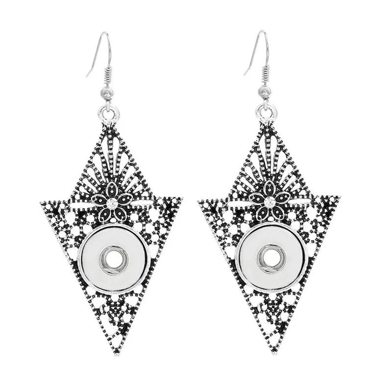 

New Snap Jewelry Hollow out Flower 12mm Snap Earrings Mini Button Dangle Earring For Women DIY Accessories