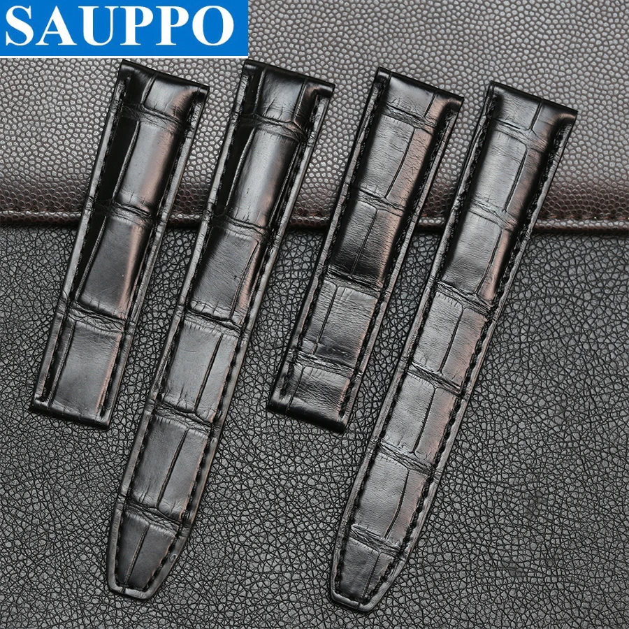 Ремешок мужской из кожи аллигатора SAUPPO сменный кожаный браслет для наручных