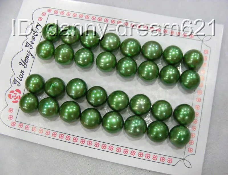 

hot sell new - Free shipping wholesale 16pair 11mm genuine green round freshwater pearls earrings
