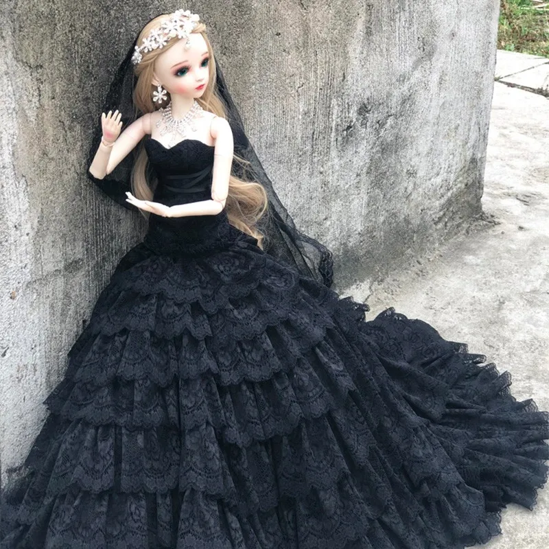 BJD 1/3 куклы для девочек коричневые глаза кукла невеста черное свадебное платье