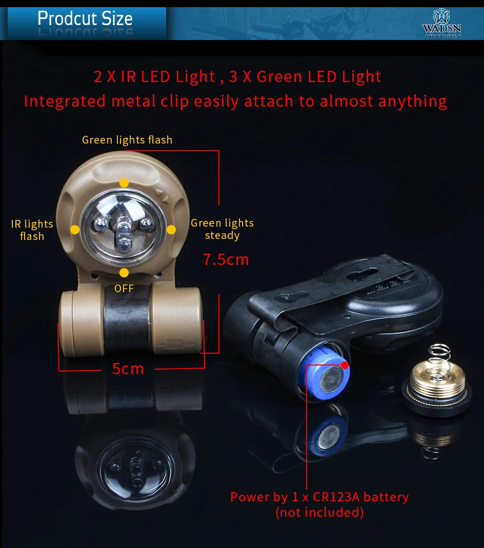 WADSN Signal Light VIP IR LED Safety Light Outdoor Survival Emergency Flasher Military Strobe Light Navy Seal Light WEX079