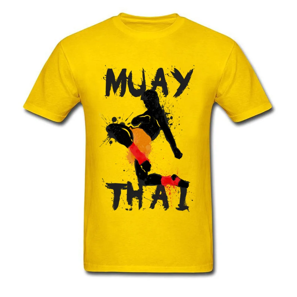 Geek Muay Thai Fighter Men Top T-shirts New Arrival Summer Short Sleeve Crewneck 100% Cotton Tees Design Tee-Shirts Muay Thai Fighter yellow