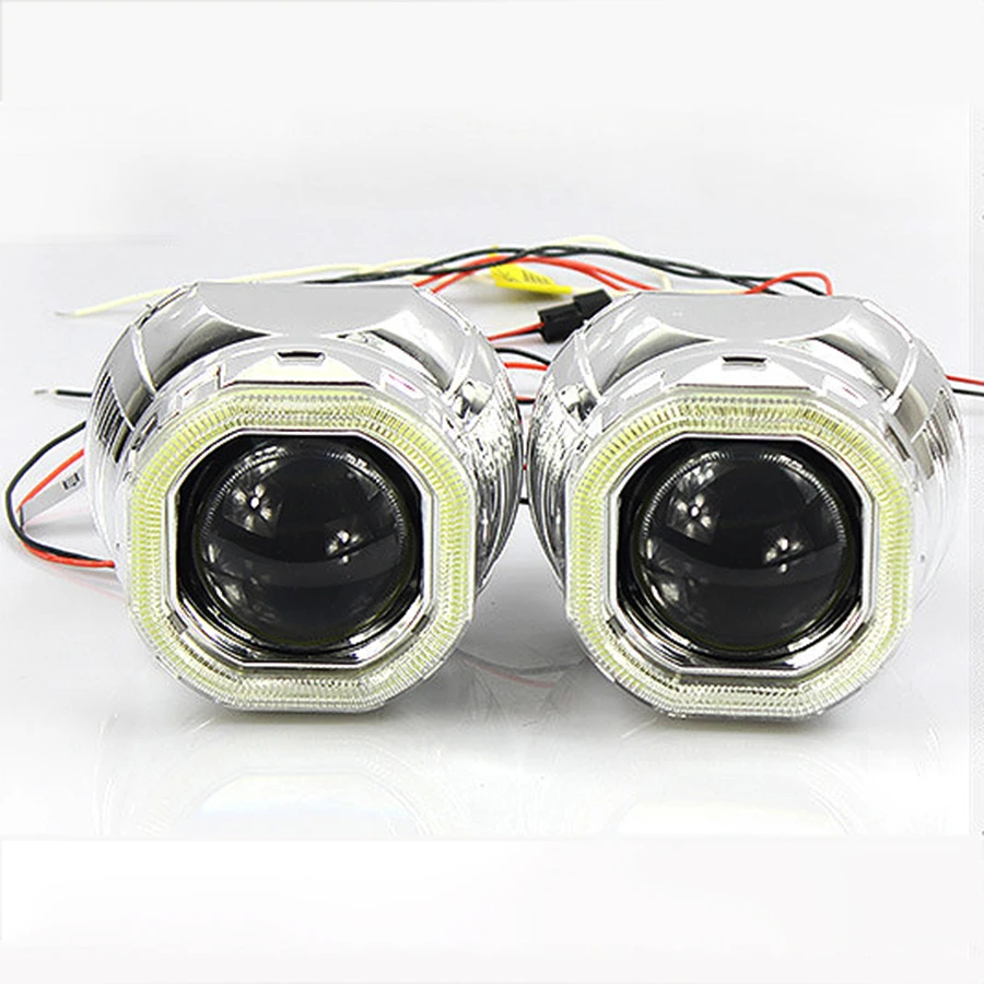2.5inch Bi Xenon Mini Projector Lens with Square COB Angel Eyes 12V