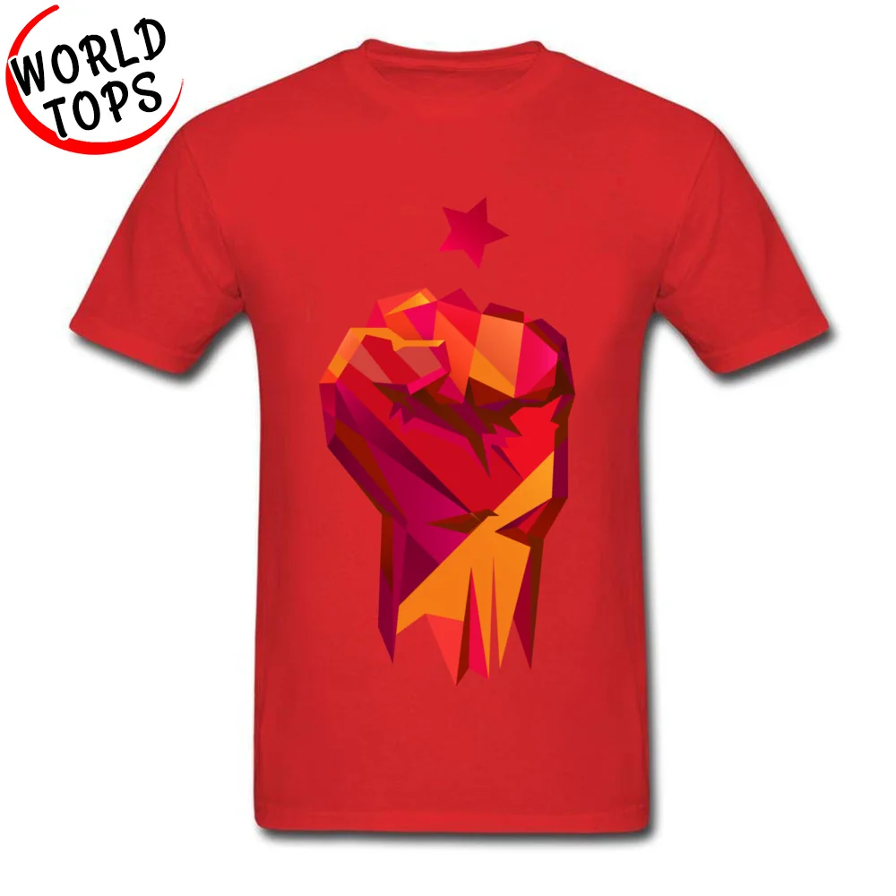 Fist of Revolution T-Shirt Short Sleeve Leisure Fashionable Men's Autumn Tees Leisure T Shirt Round Collar Pure Cotton Fist of Revolution red