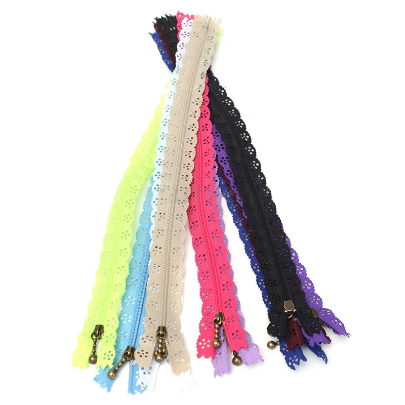 10pcs Nylon Mixed Color Lace Edge Zipper Puller DIY Craft Zip Tailor For Bag Garment Sewing Tool Random Colors