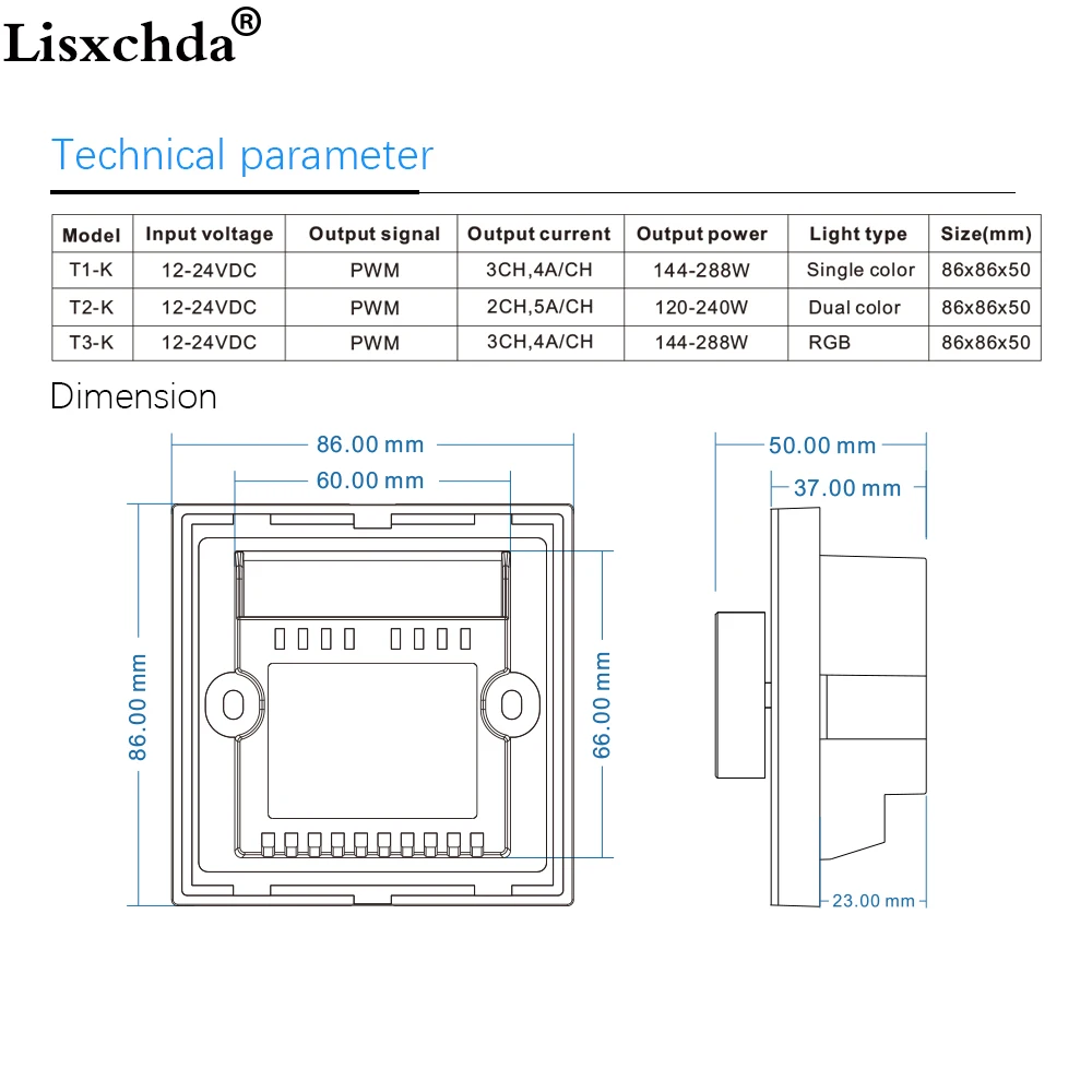 DC12-24V T1-K/T2-K/T3-K Поворотная сенсорная стеклянная панель DIM/CCT/RGB светодиодный контроллер для одного цвета/цветовой температуры/RGB светодиодный