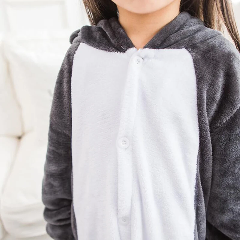 Kid Grey Wold Cosplay Kigurumi Onesies Child Cartoon Anime Jumpsuit Costume For Girl Boy Cute Animal Disguise Sleepwear Pajamas