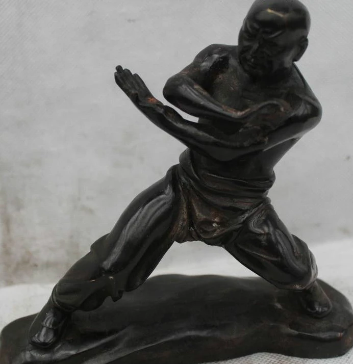 

6"China Chinese Folk Bronze excellent Man exercise martial arts karate Statue