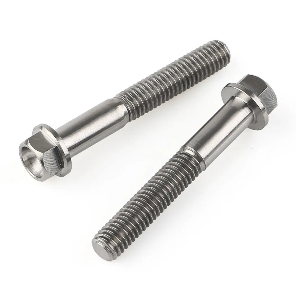 2Pcs Titanium Alloy Ti Hex Head Cap Screw Flange Bolt M6 x30mm M6x40mm M6x50mm M6 GR5 Screw Hex Bolt