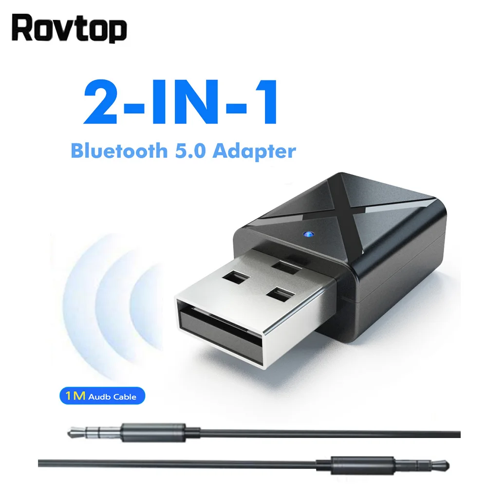 Rovtop Bluetooth 5,0 аудио приемник Bluetooth передатчик адаптер Мини 3,5 мм AUX Стерео для ТВ ПК беспроводной автомобильный адаптер