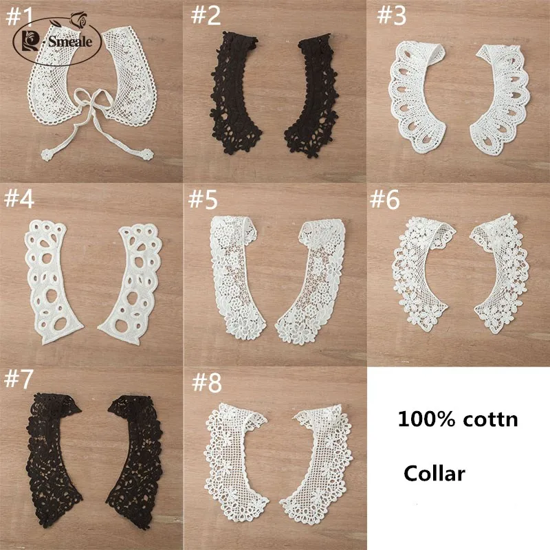 

2 Pair Free Shipping New Arrival Fashion Lace Collar ,cotton Lace Craft Sewing Neckline Collar Applique Trims RS403