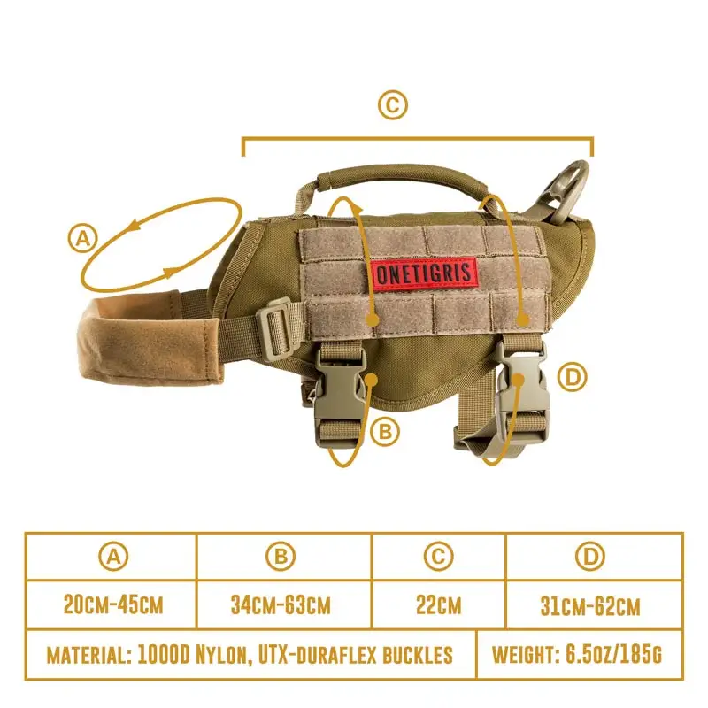 OneTigris MOLLE Жилет для собак маленького размера для прогулок, походов, охоты, тактический военный Молл, тренировочный жилет для службы собаки