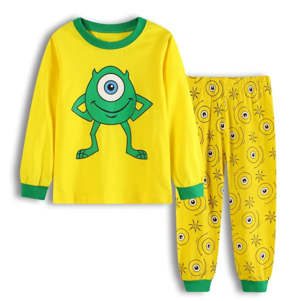 Весенне-Осенняя детская одежда для сна с принтом животных пижамы с длинными рукавами для маленьких мальчиков и девочек хлопковая ночная рубашка детские пижамы, комплекты пижам - Цвет: model 7