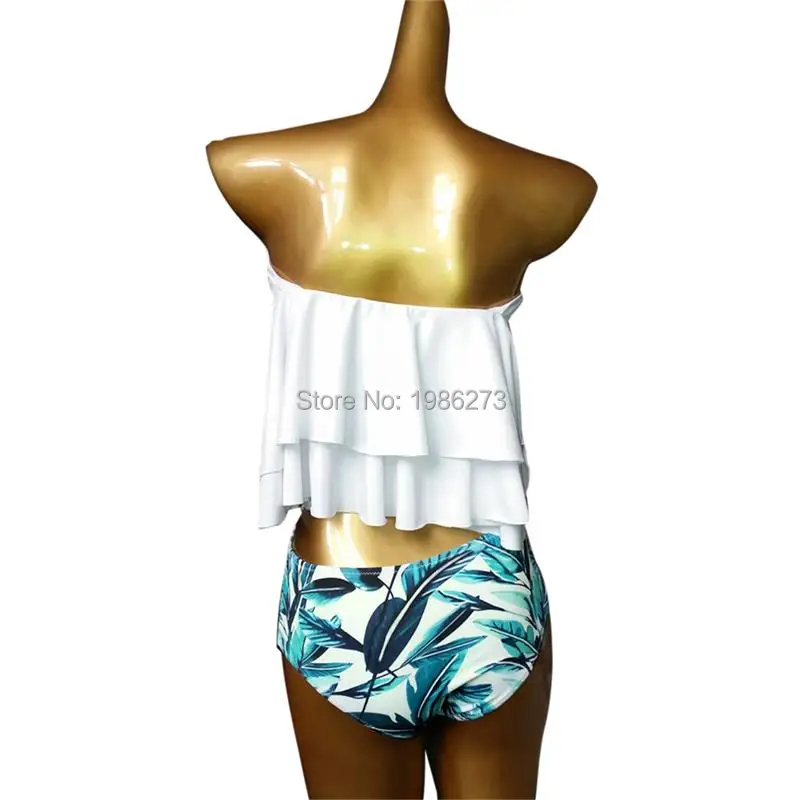 Женский купальник из двух частей с высокой талией и открытыми плечами, комплект бикини S-XXL