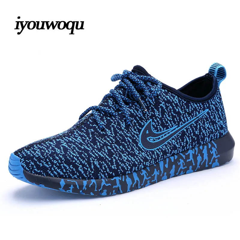 Cheap Top Quality 2016 Men Running Shoes Knitted Breathable Mesh Outdoor Sport Shoes Student Sneakers Men shoes Gray Black blue