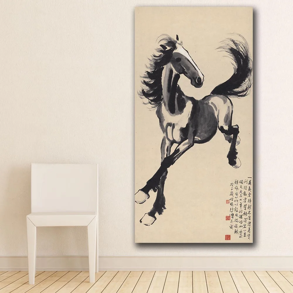 Wall art Beihong обзор скачущей лошади живопись чернилами домашний декор на холсте