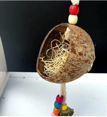 Macaws,Parrots 1 Whiie891203 Bird Toys Parrots Toy,Coconut Shell Bird Nests House Hut Pet Parrot Budgies Hanging Toy Cage Decoration for Parakeets Cockatiels,Conures