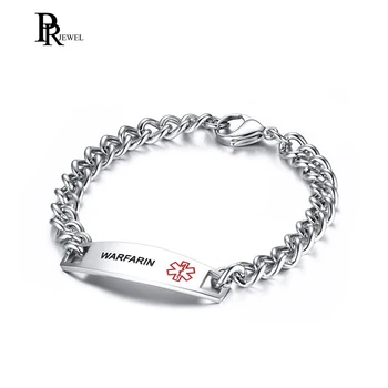 

Medical Alert ID Bracelet With WARFARIN Security Emergency Medical Bracelets Jewelry