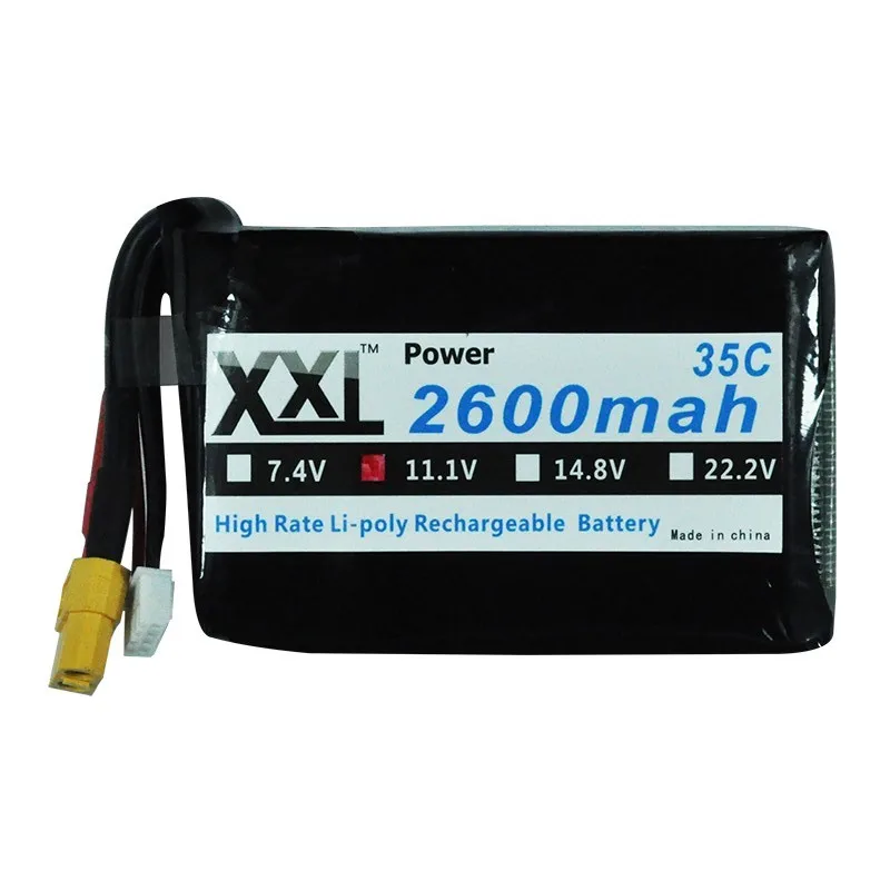 

2pcs XXL Short Design Li-polymer Bateria 2600mAh 11.1V 3S 35C 70C Li-Po Battery For RC Model Helicopter Airplane Airplane Car