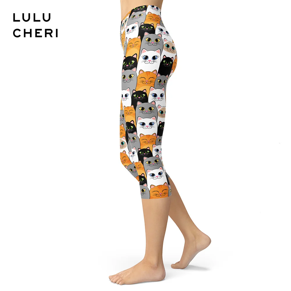 

Animal Group Print Capris 2019 Summer Owl Cat Rabbit Pattern Women Girls Brushed Buttery Soft Plus Size Slim Fitness Leggings